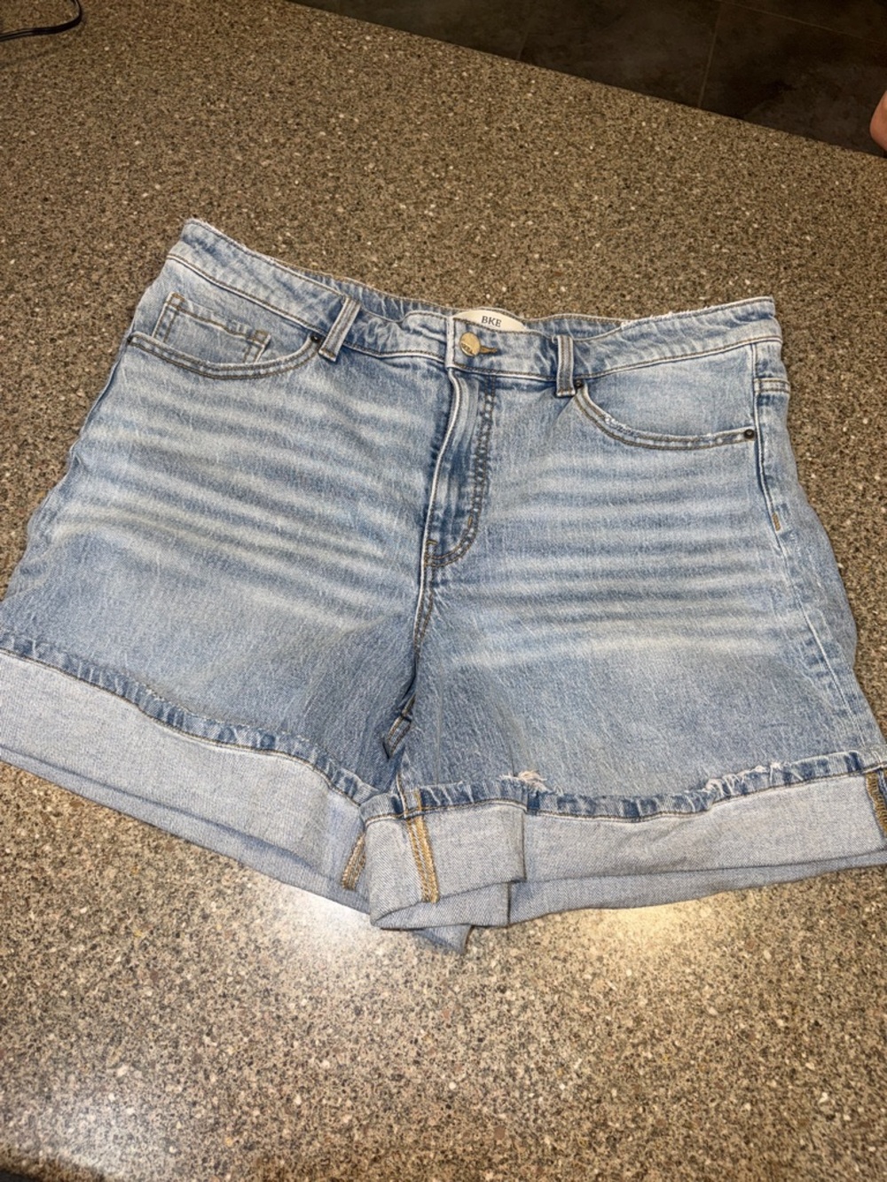 BKE Light Blue Rolled Hem Denim Shorts - Picture 1 of 3